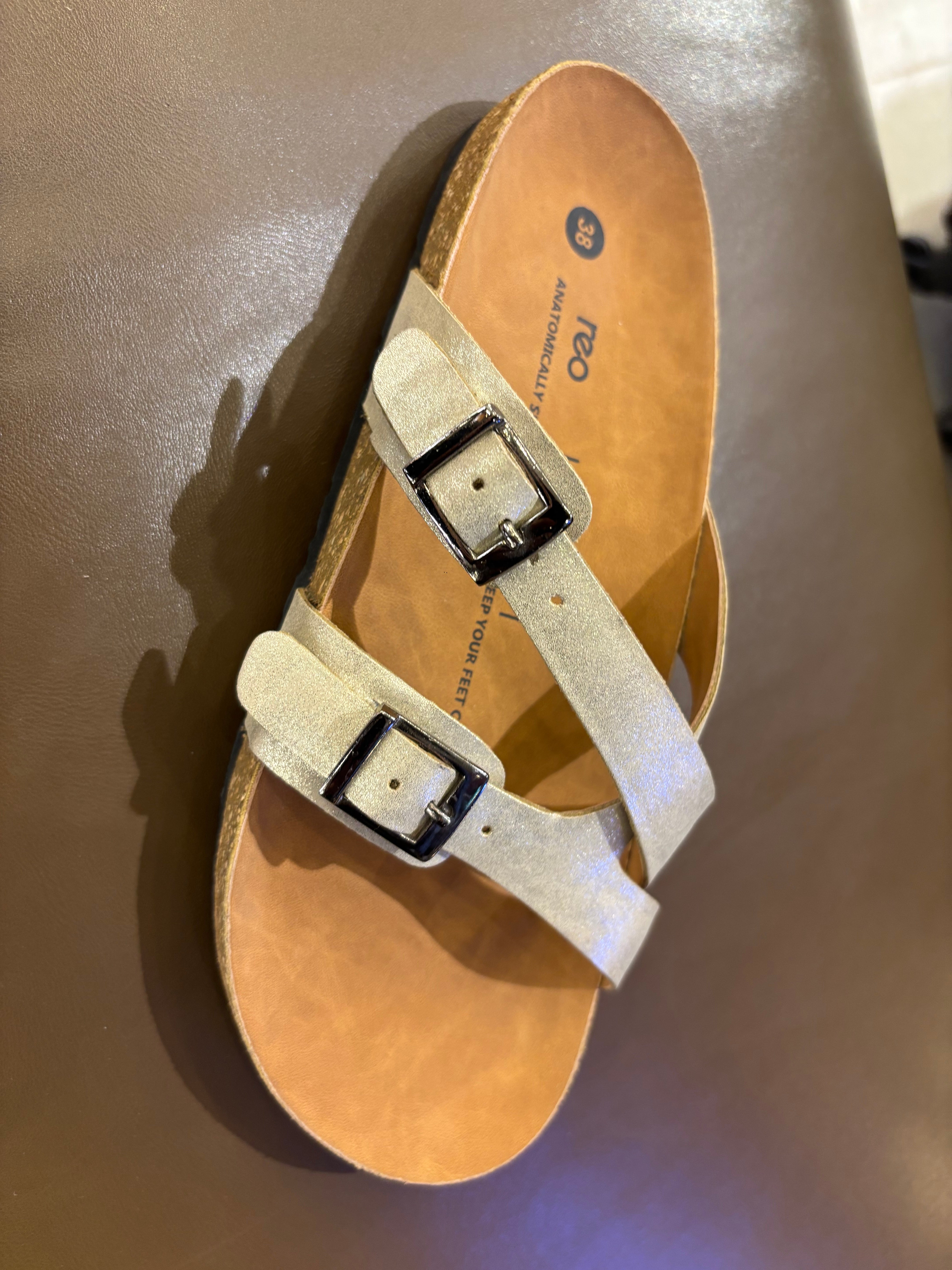 Cherie Buckle Strap Cork Summer Sliders
