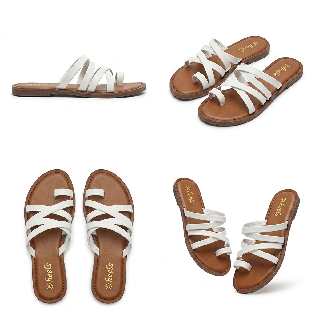 Delilah Leather Thumb Strap Flat Sliders - The Heels India