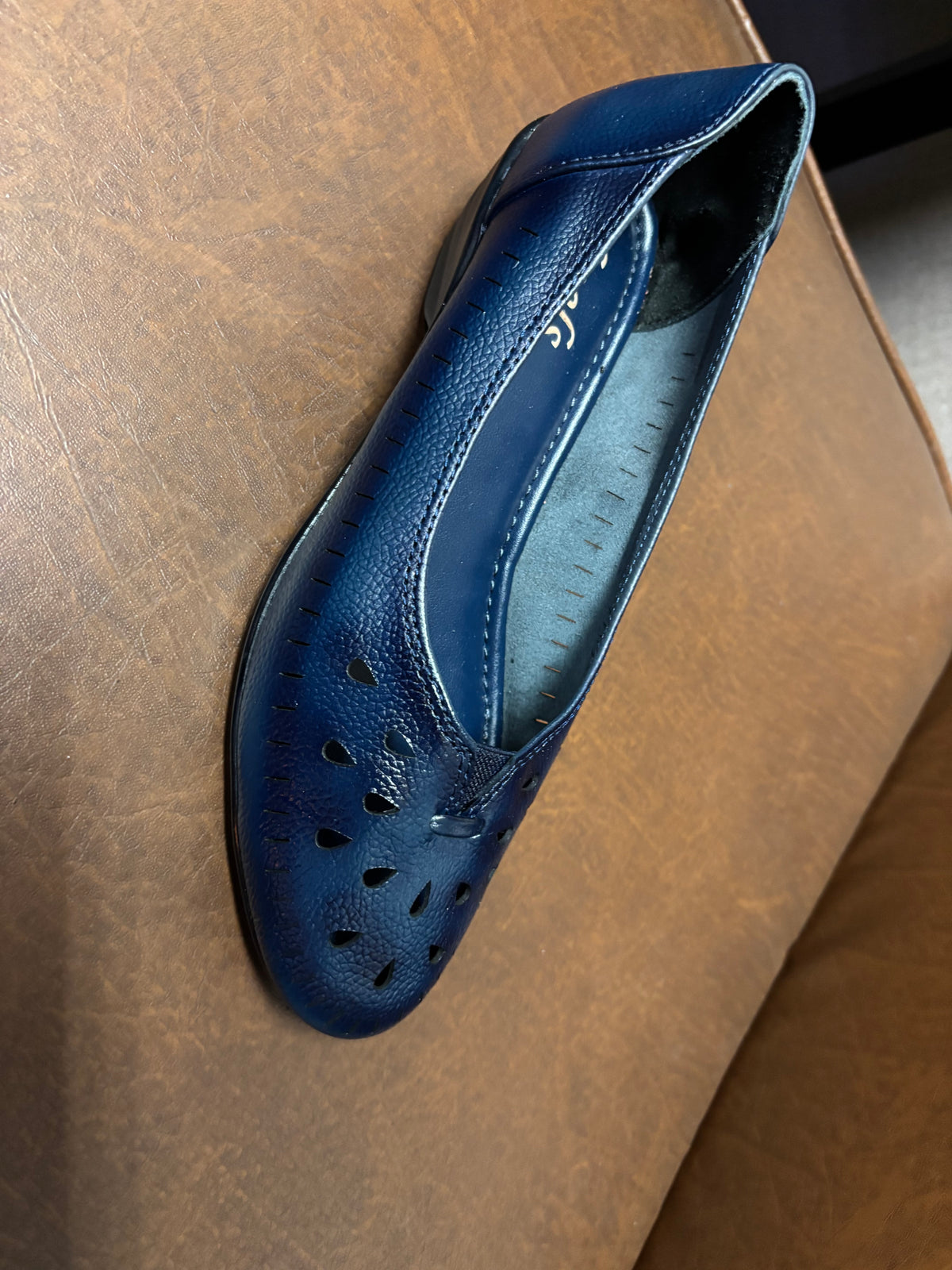 Lynda Perforated Leather Wedge Ballerinas