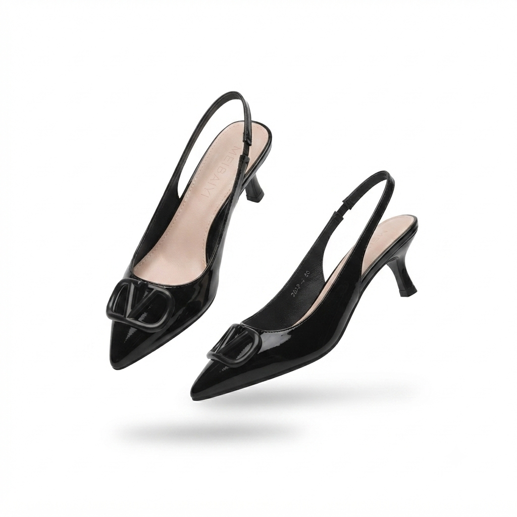 Valeria Premium Patent Slingback Kitten Heels