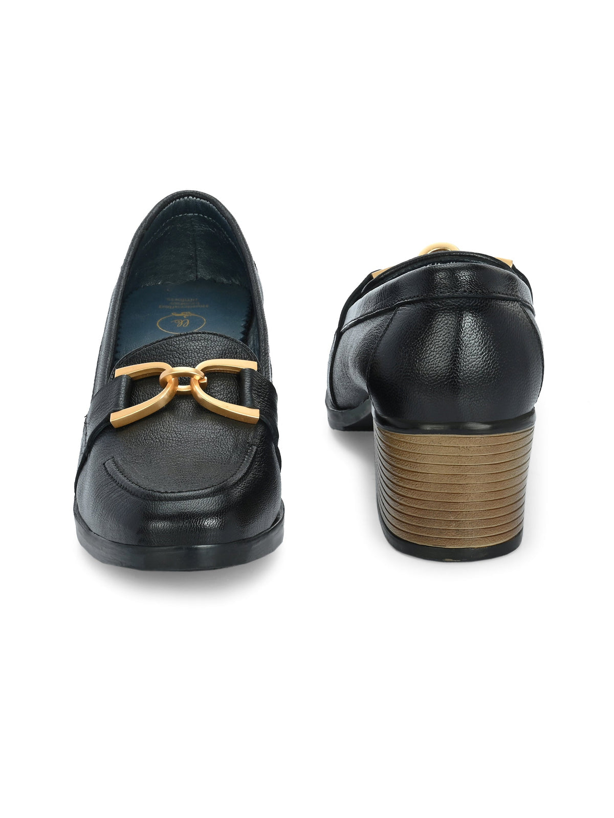 Kelly Leather Buckle Block Heels