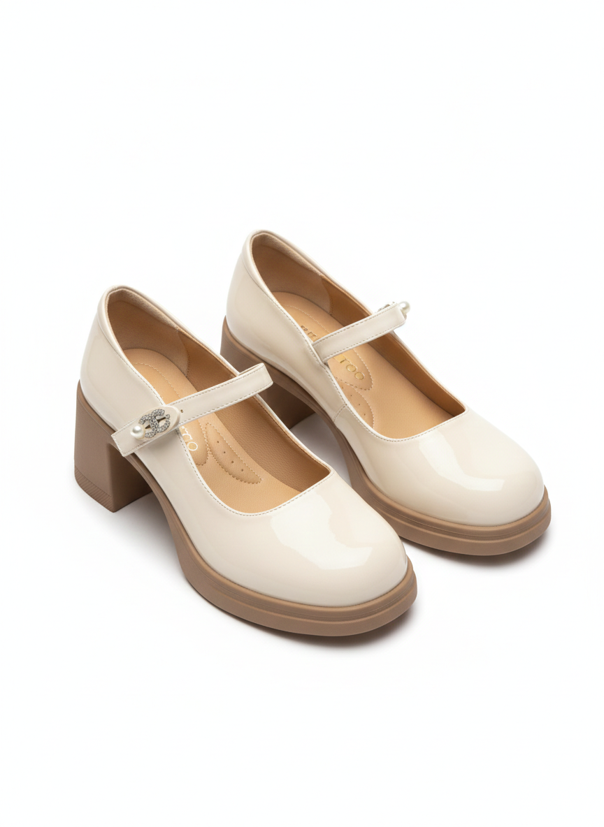 Emrata Premium Patent Leather Ankle Strap Platform Block Heels - The Heels India