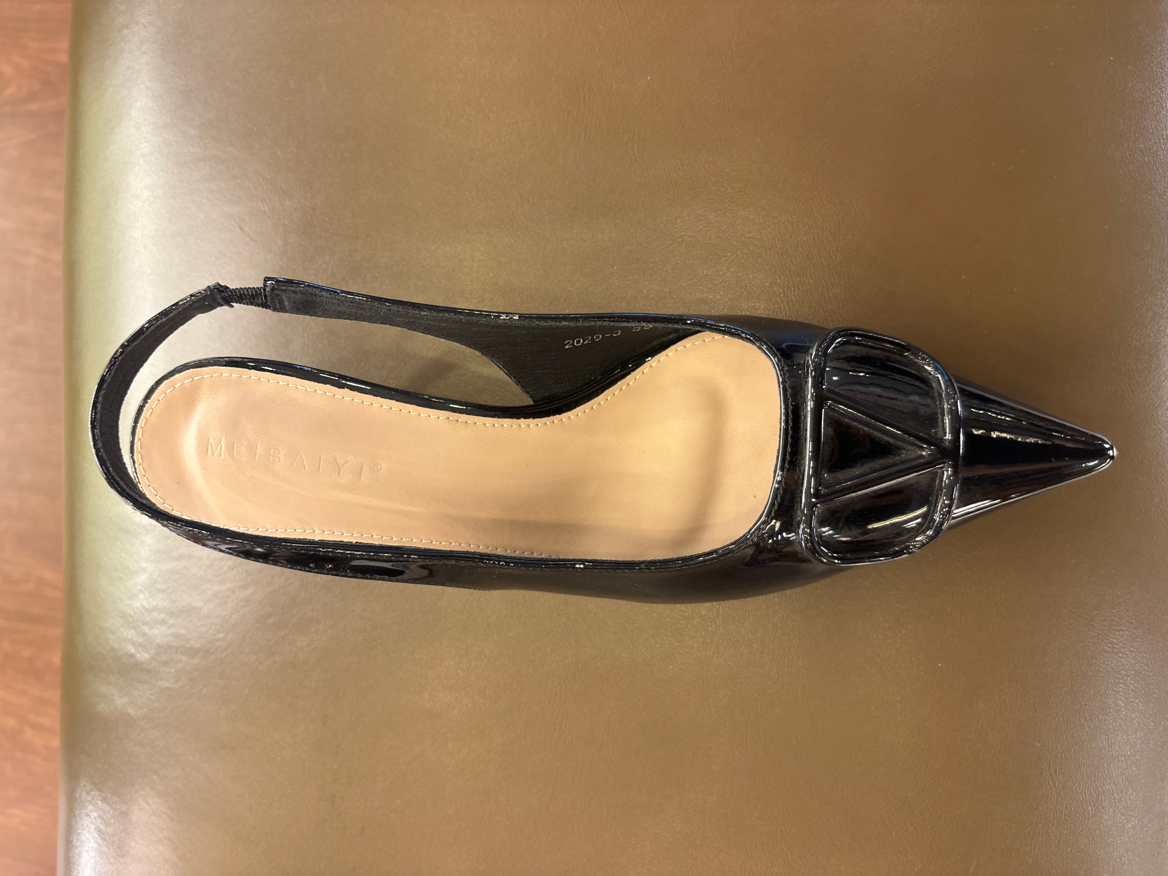 Valeria Premium Patent Slingback Kitten Heels
