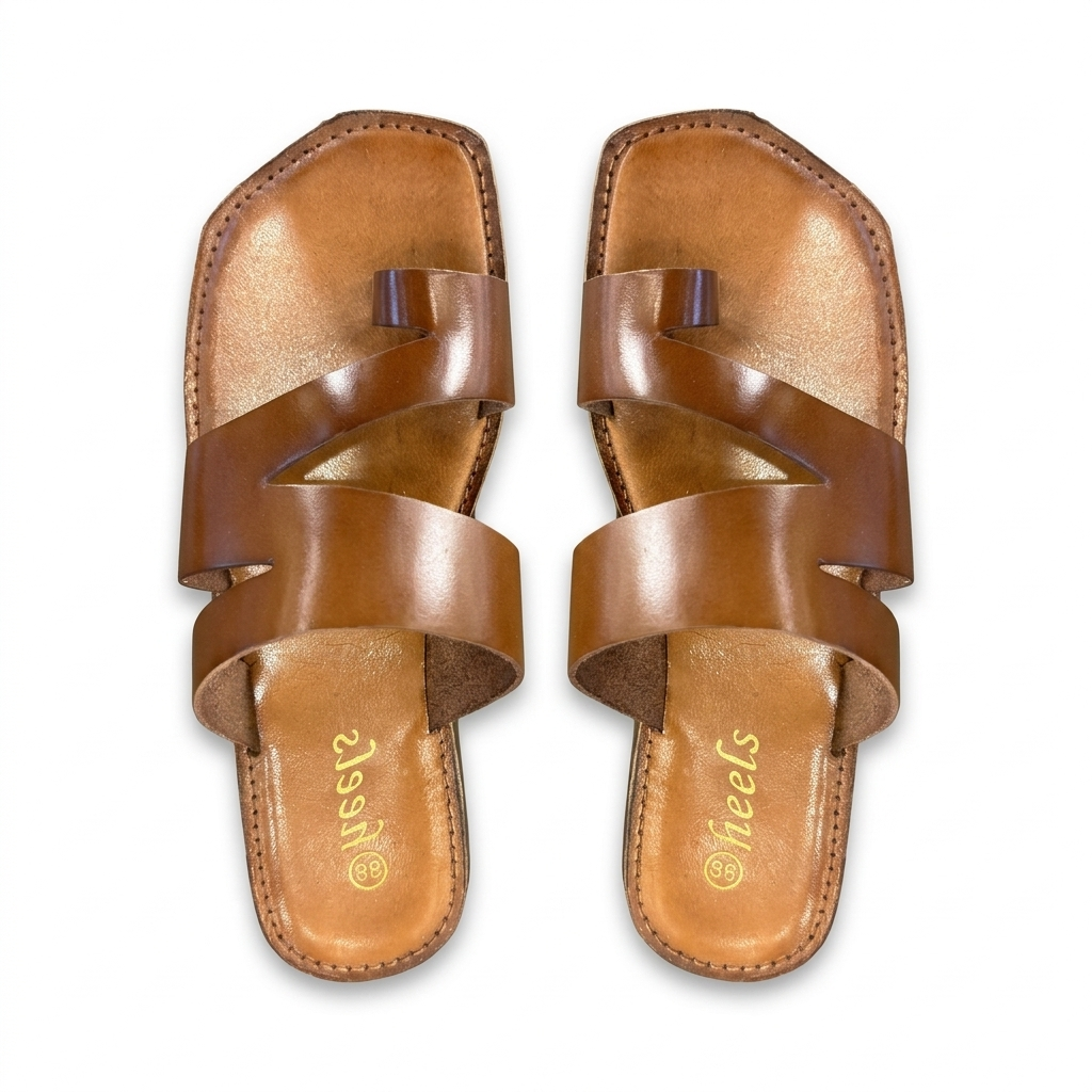 Trisha Hexagon Leather Thumb Criss Cross Slippers