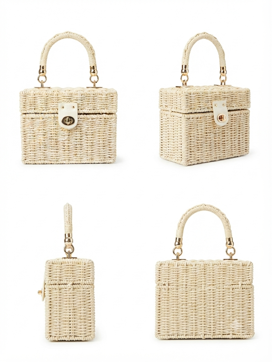 Alba Top Handle Boho Straw Bags
