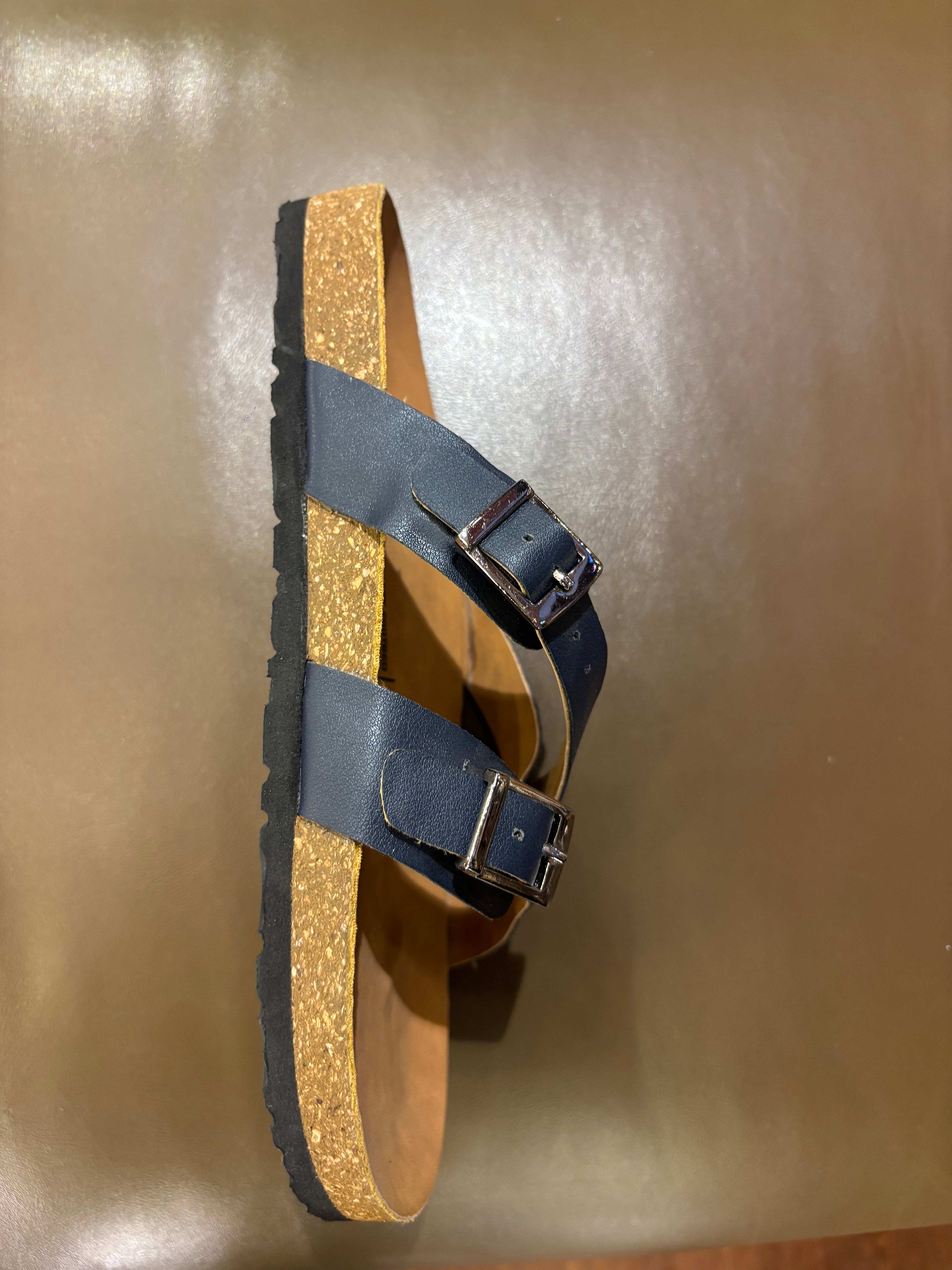 Cherie Buckle Strap Cork Summer Sliders