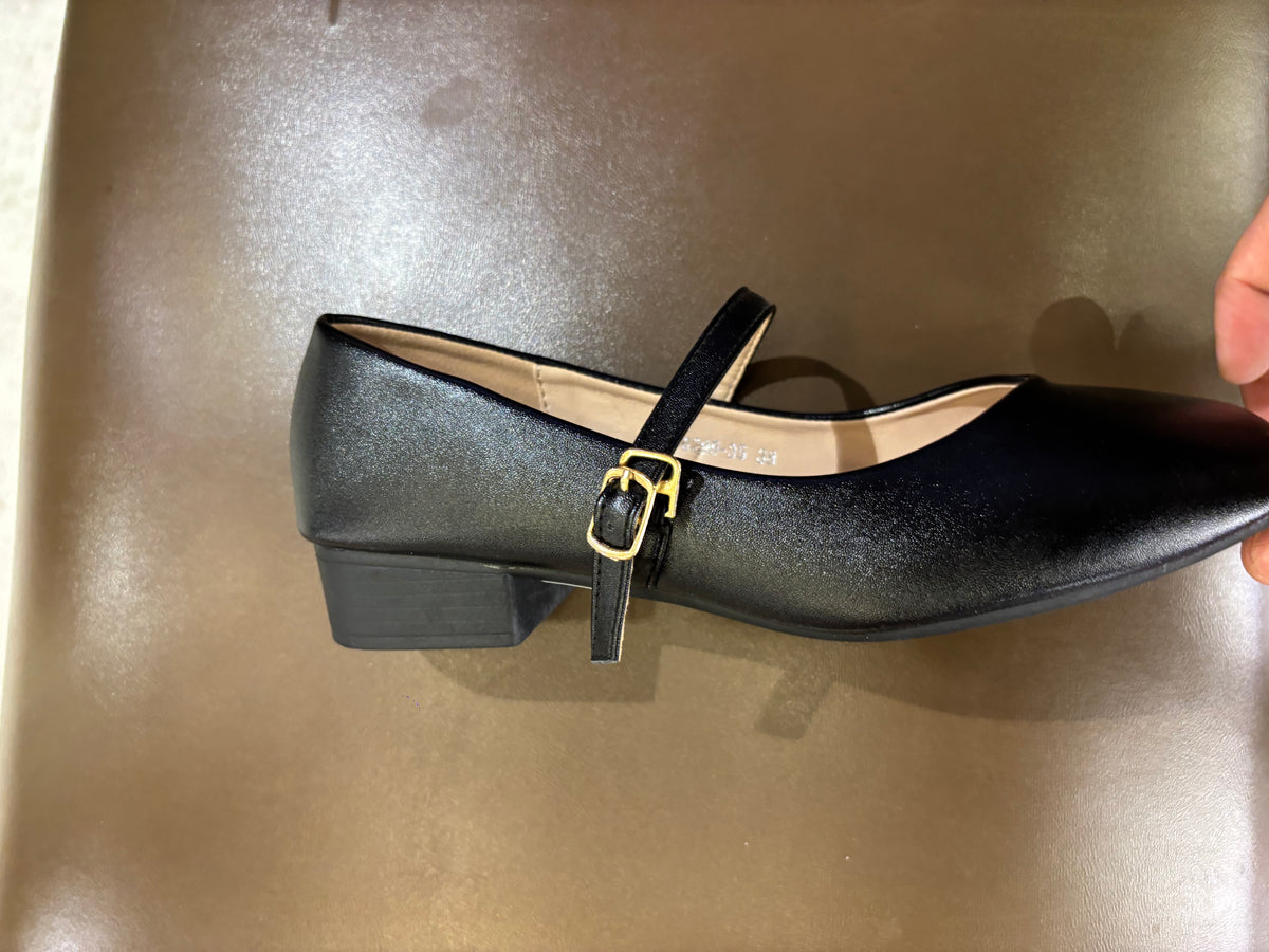 Miley Block Heel Mary Janes in Black - The Heels India