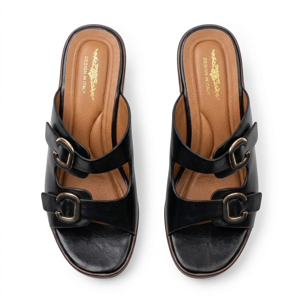Beryl Platform Double Strap Wedge Heels