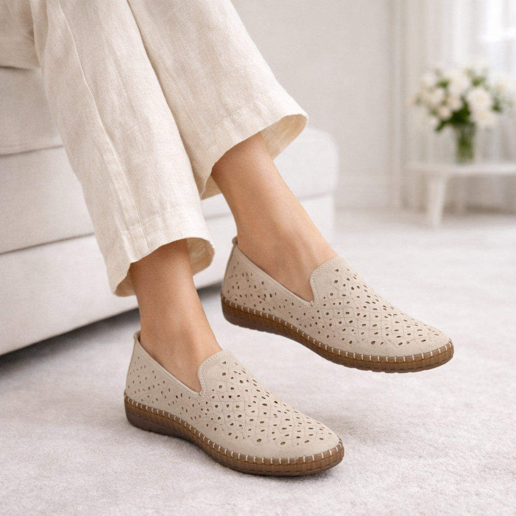 Emily Perforated Cushioned Loafers - The Heels India