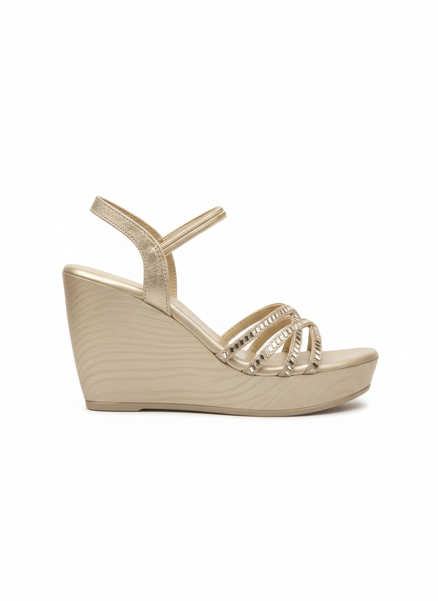 Zara Bling Back Elastic Wedge Platform Heels - The Heels India