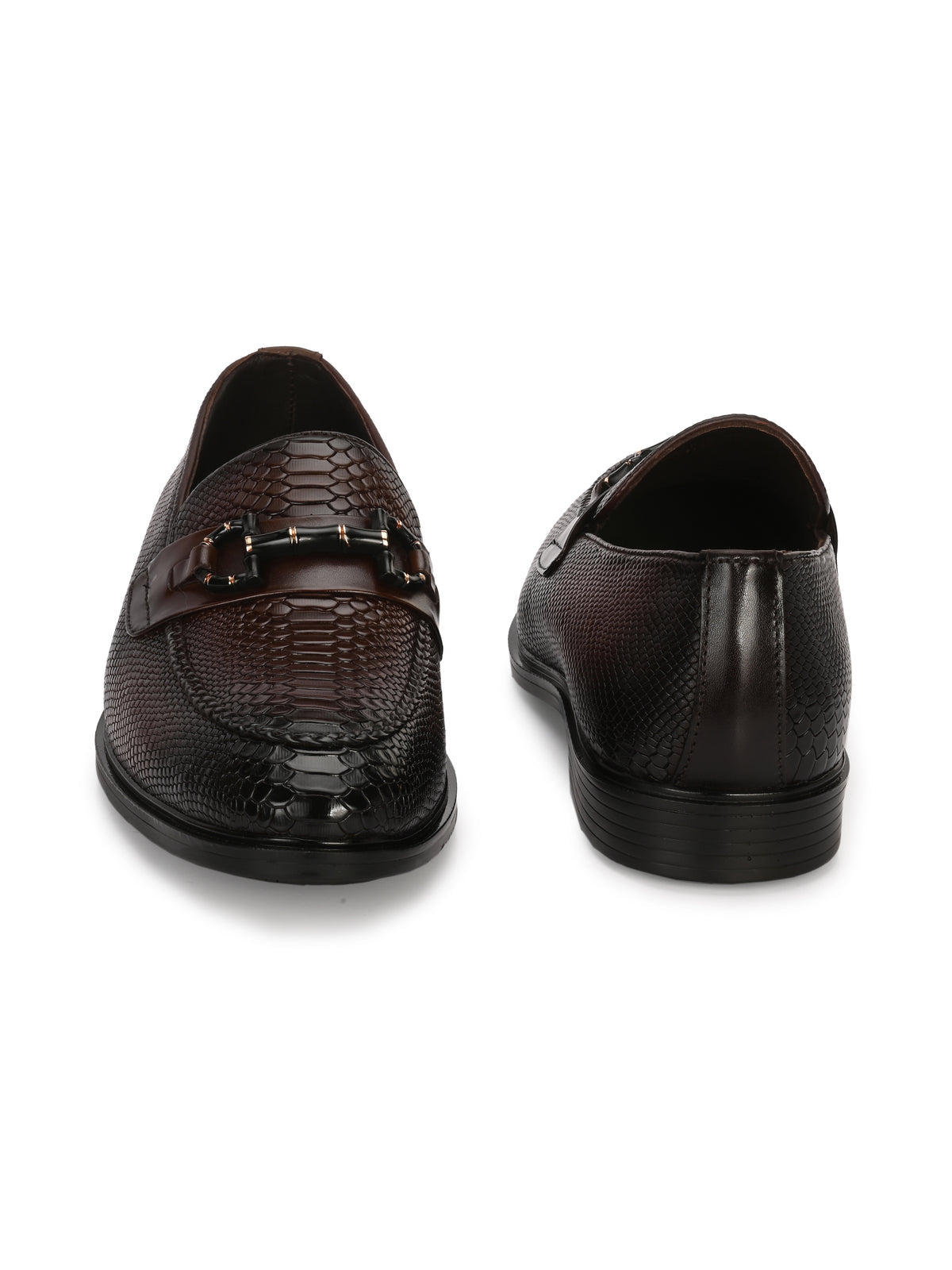 Oliver Textured Leather Buckle Loafers - The Heels India