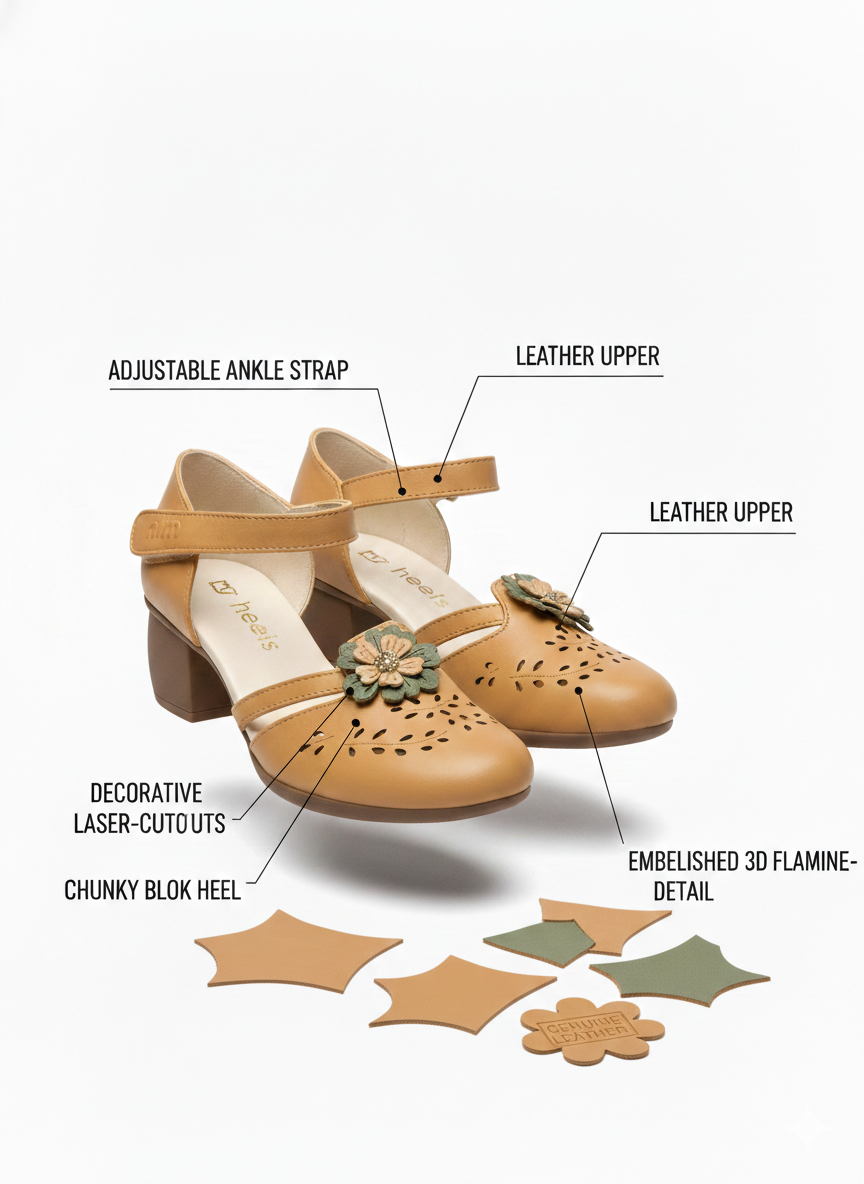 Melrose Premium Leather Perforated Ankle Strap Summer Sandals - The Heels India