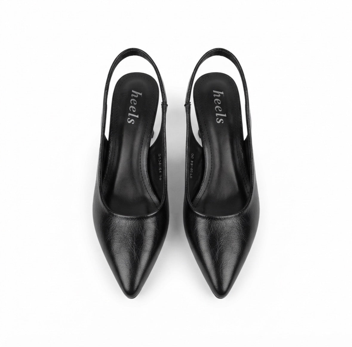Noir Classic Slingback Pencil Heel Pumps in Black - The Heels India