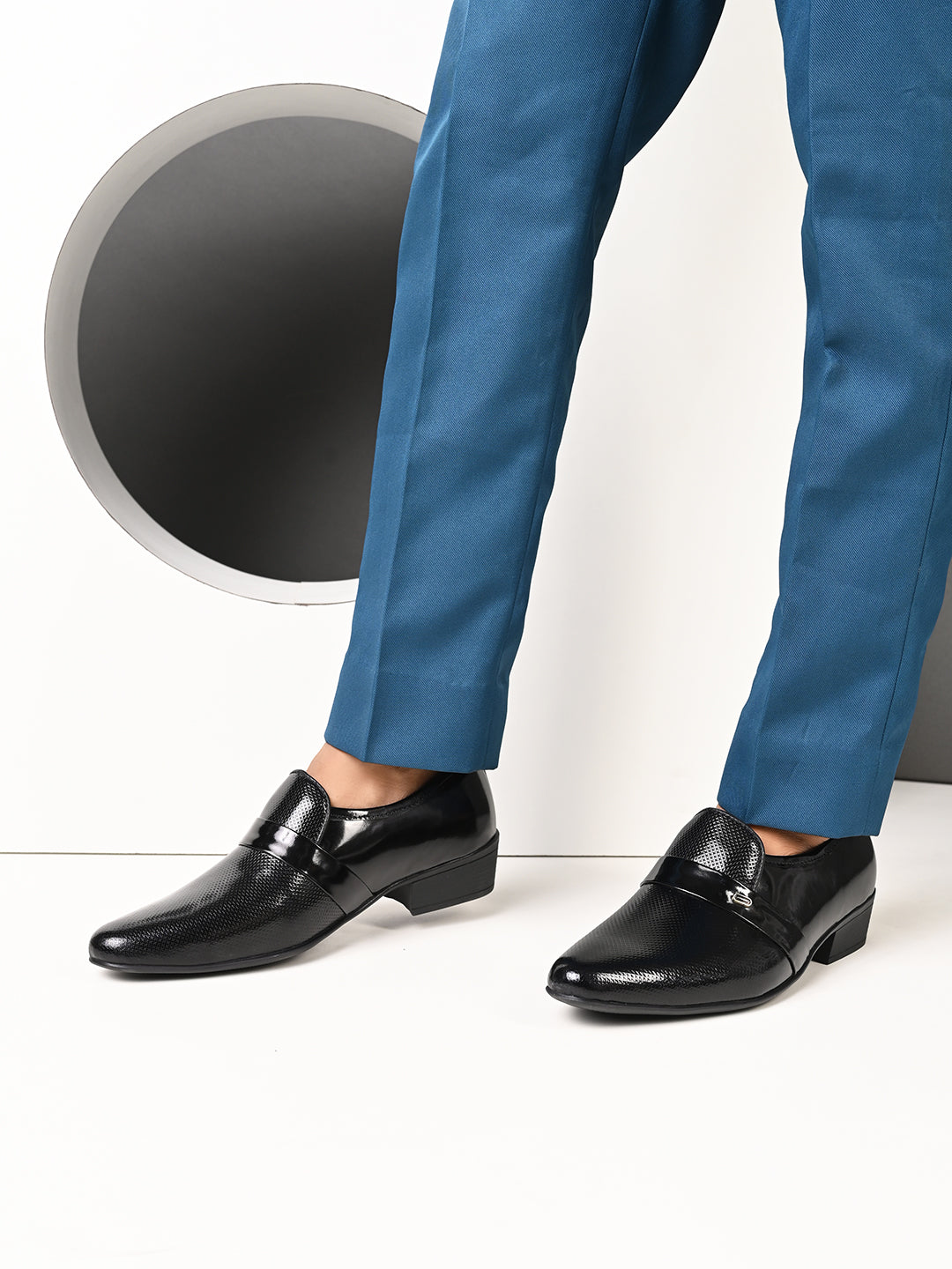 Jacob Cuban Heel Patent Black Mocassins - The Heels India