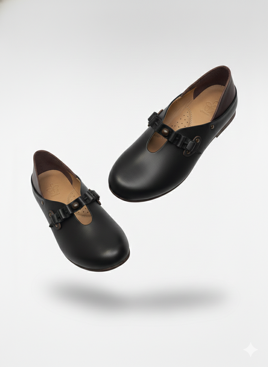 Paola Premium Leather Mid Strap Loafer Shoes