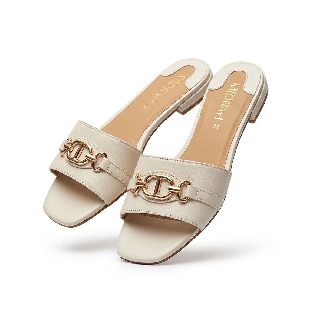 Sloane Premium Leather Cushioned Summer Sliders
