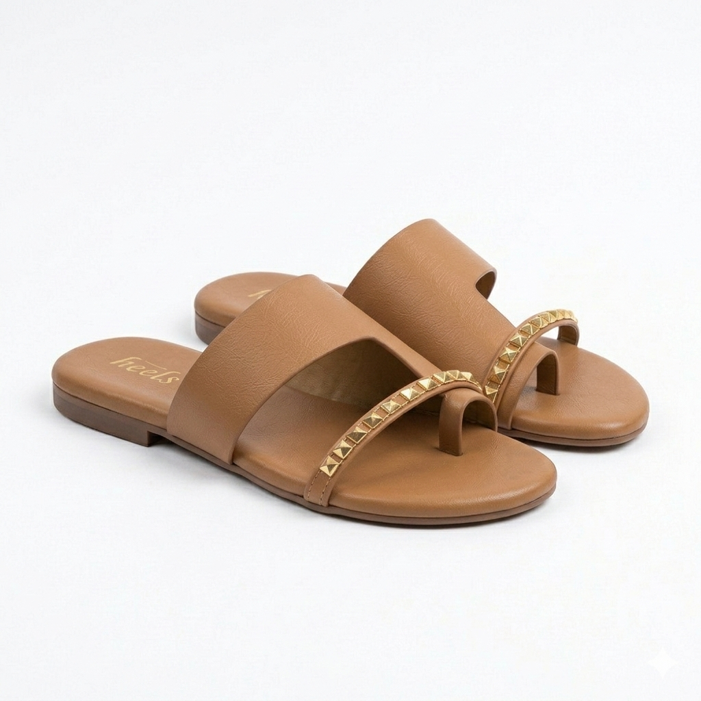 Sorrento Studded Strap Thumb Flat Siders