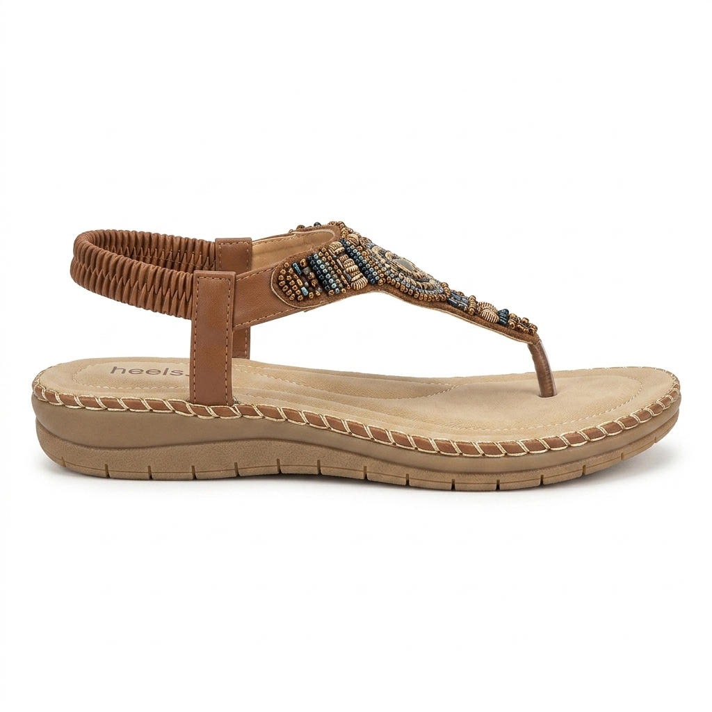 Crimson Embellished Comfort Back Elastic Sandals