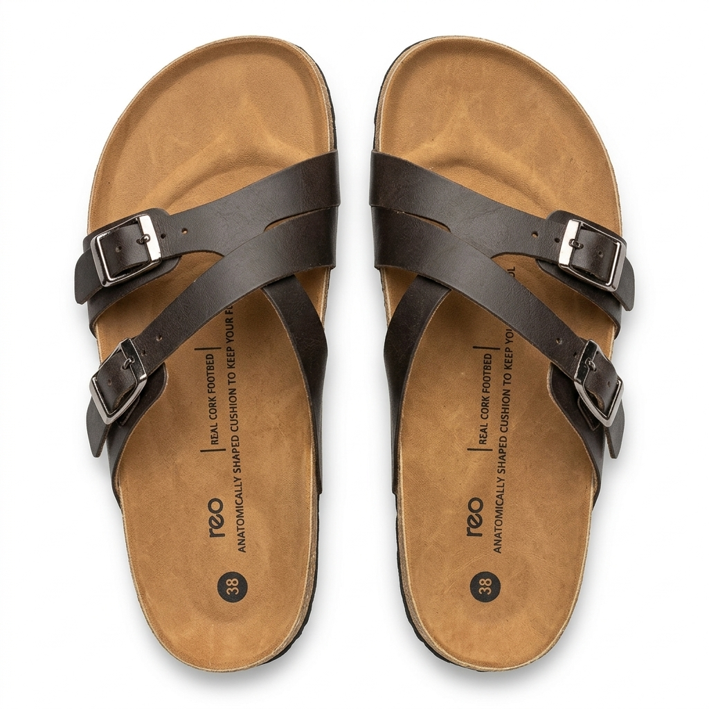 Cherie Buckle Strap Cork Summer Sliders