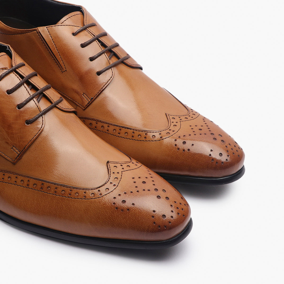 Anders Premium Leather Insert Heel Brogues - The Heels India