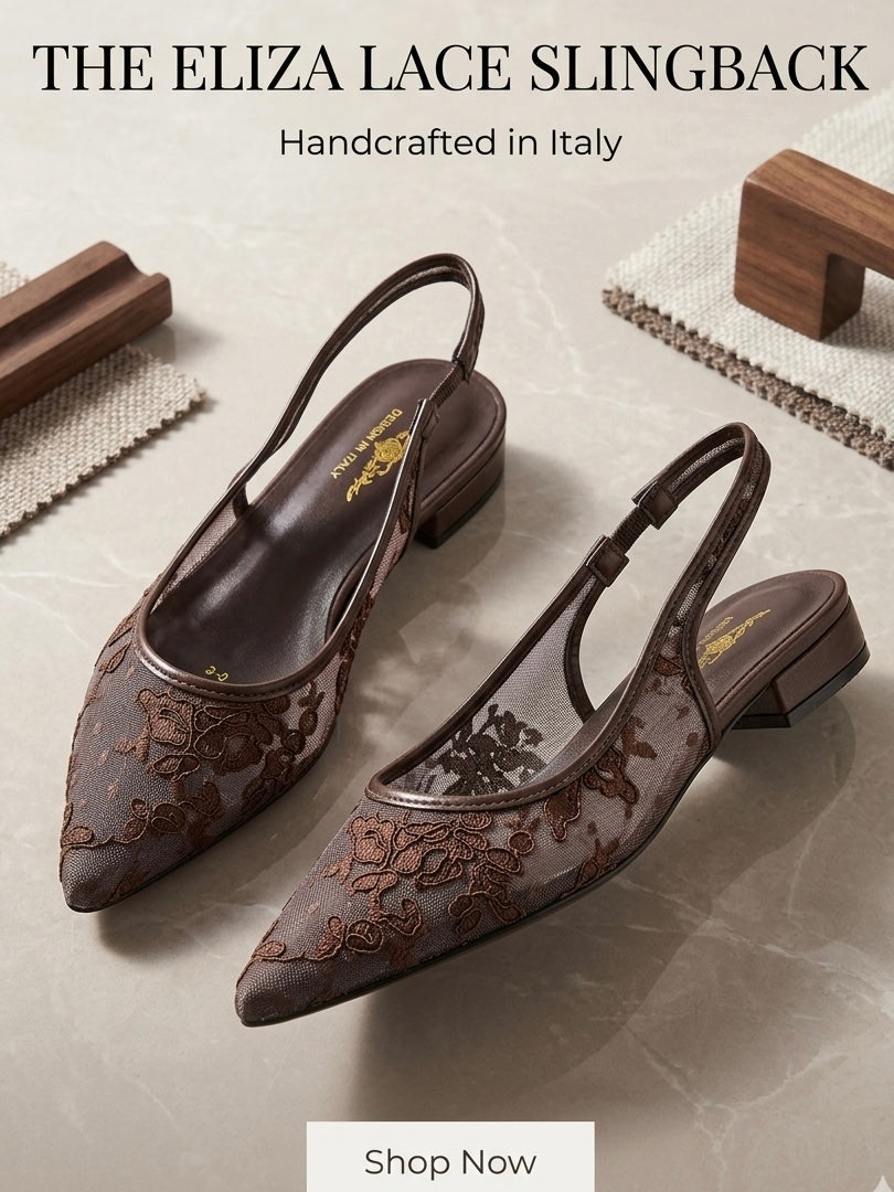 Carmen Mesh Hand Embroidered Sling Back Pointed Ballerinas