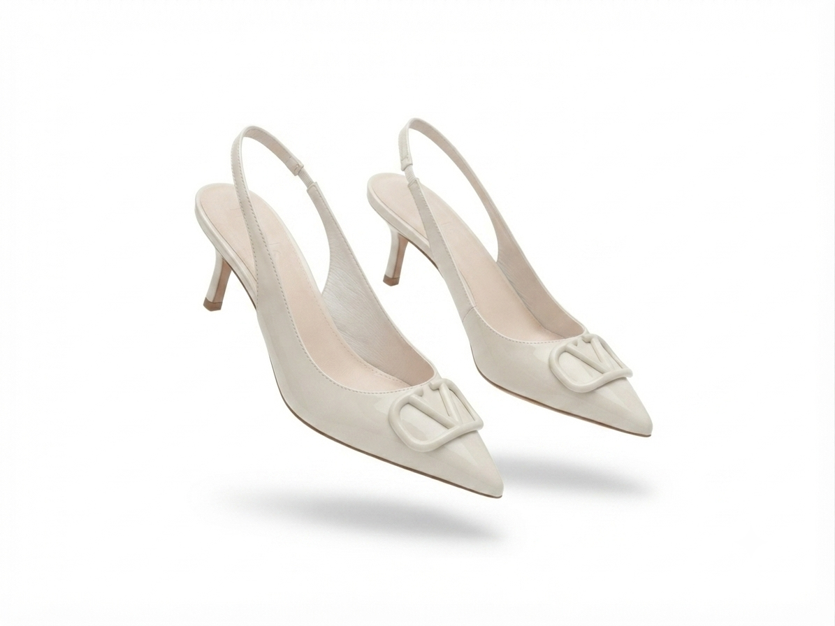 Valeria Premium Patent Slingback Kitten Heels
