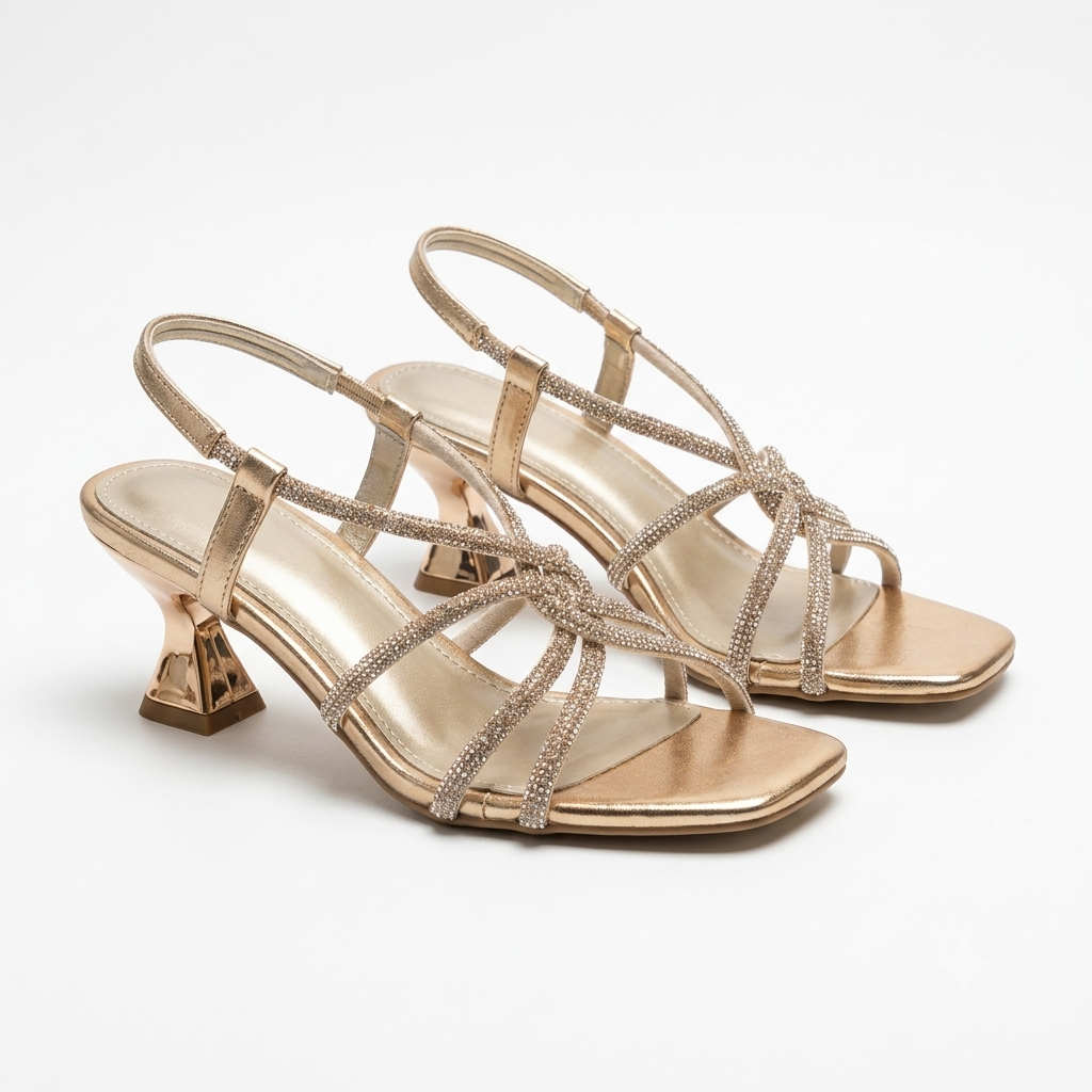 Felicia Bling Strap Kitten Heel Sandals in Sultan - The Heels India