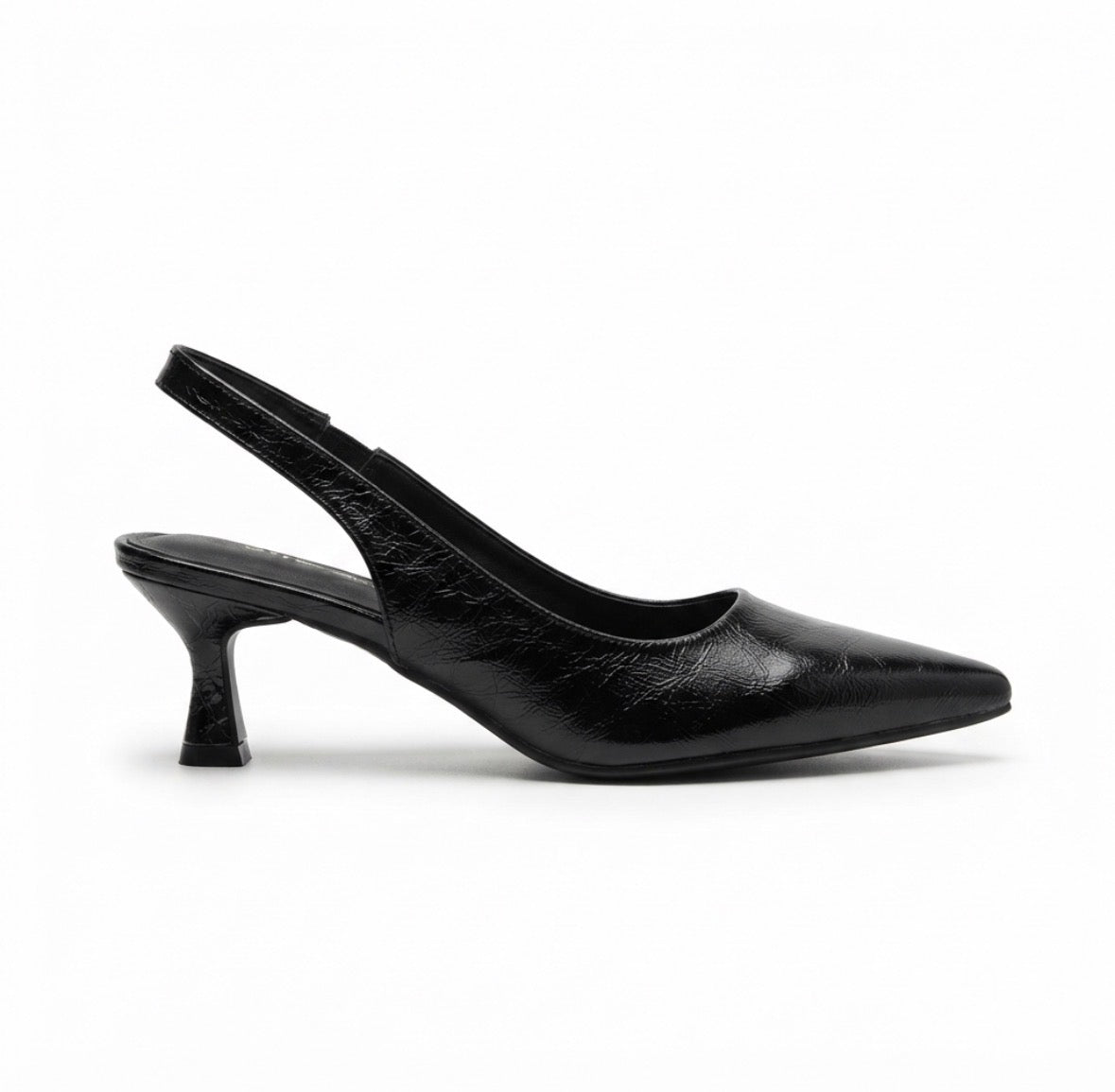 Noir Classic Slingback Pencil Heel Pumps in Black - The Heels India