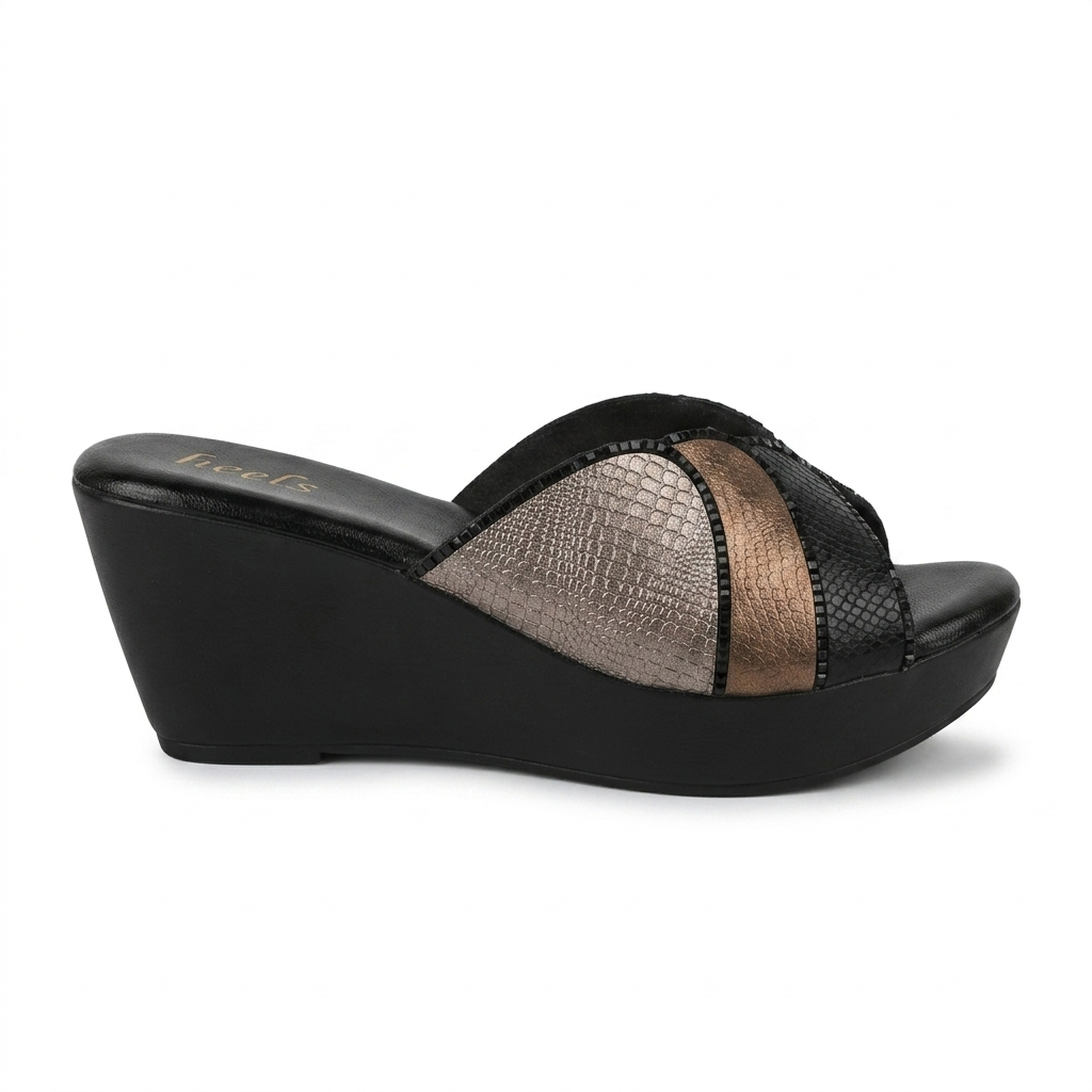 Silviya Bling Peep Toe Wedge Platform Heels