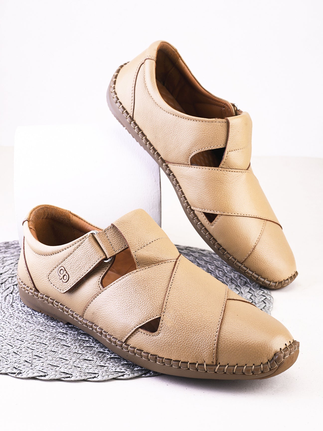 Monarch Beige Leather Sandals - The Heels India