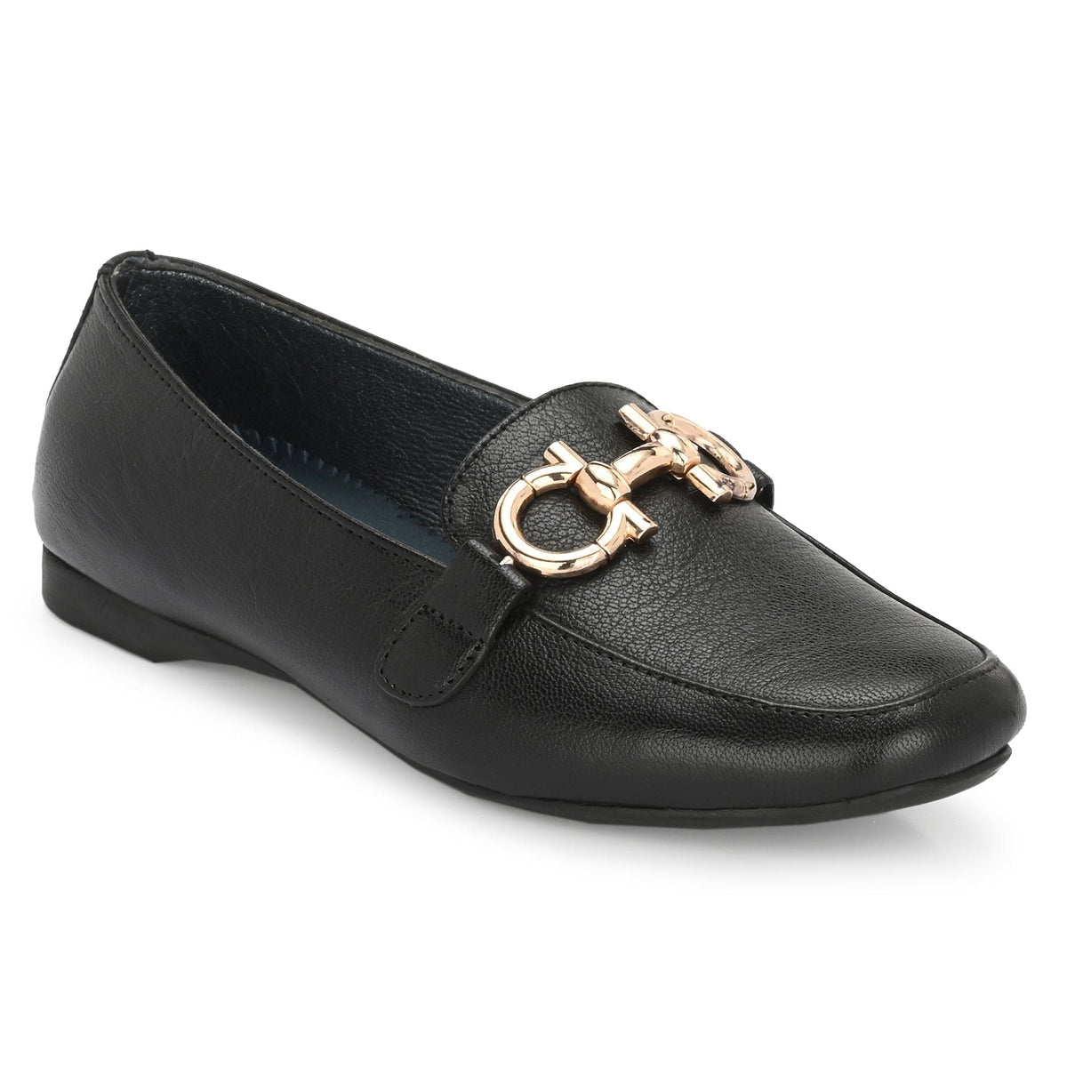 Donna Leather Buckle Ballerinas - The Heels India