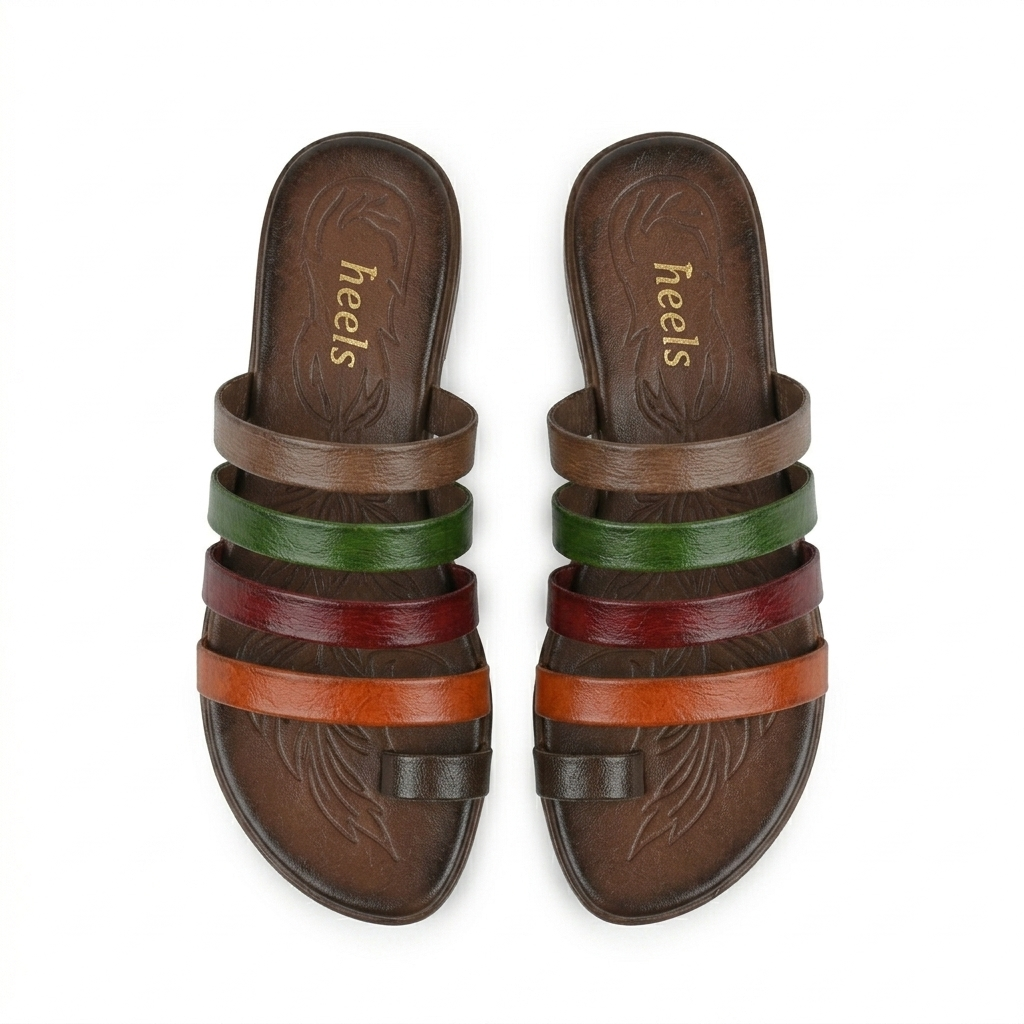 Joy Leather Thumb Strap Flat Slippers