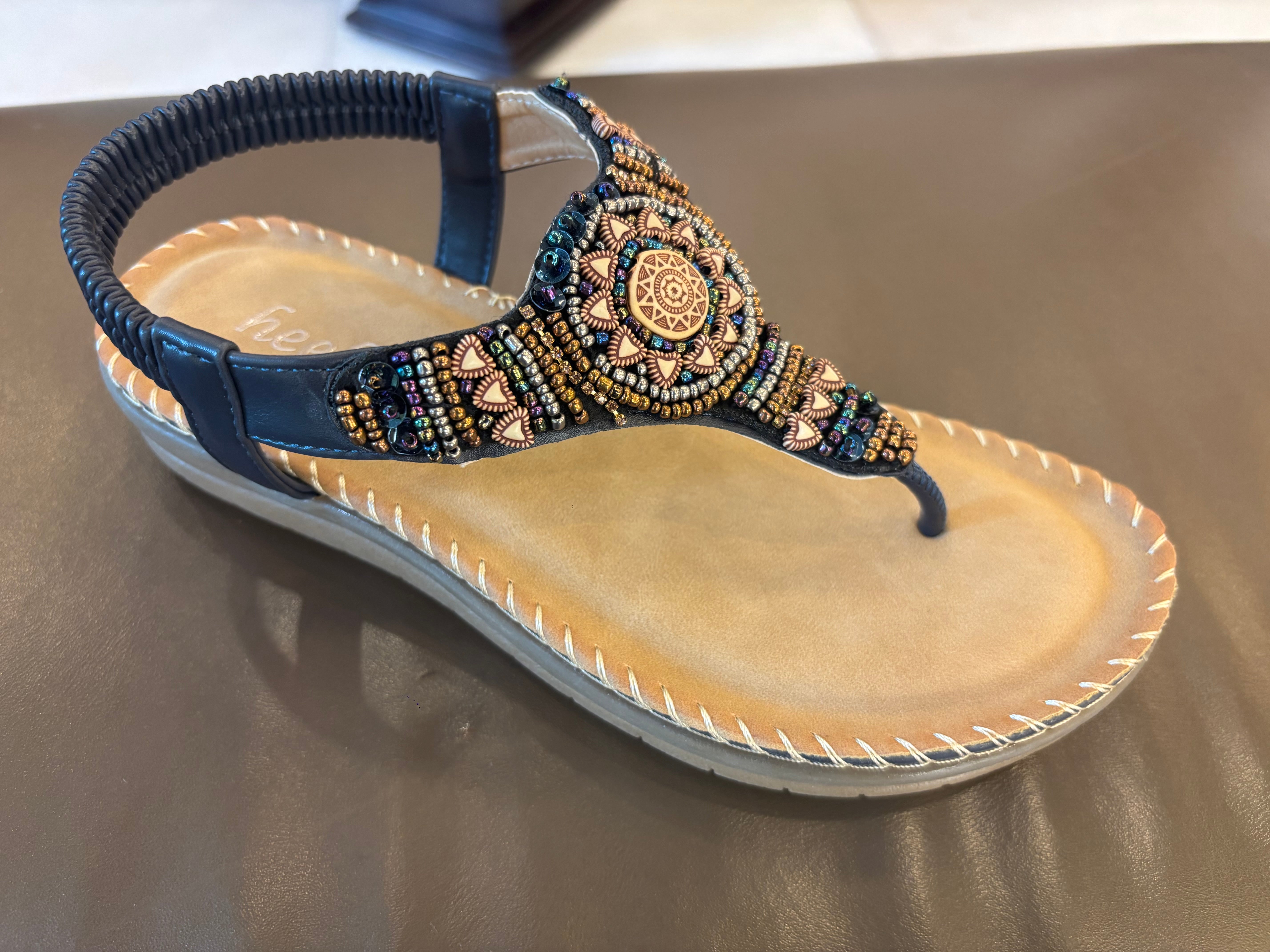 Crimson Embellished Comfort Back Elastic Sandals