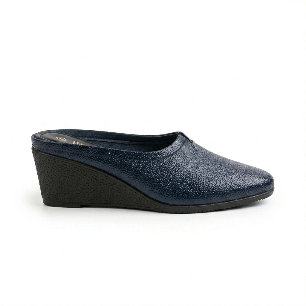 Cherie Leather Back Open Block Heel Mules