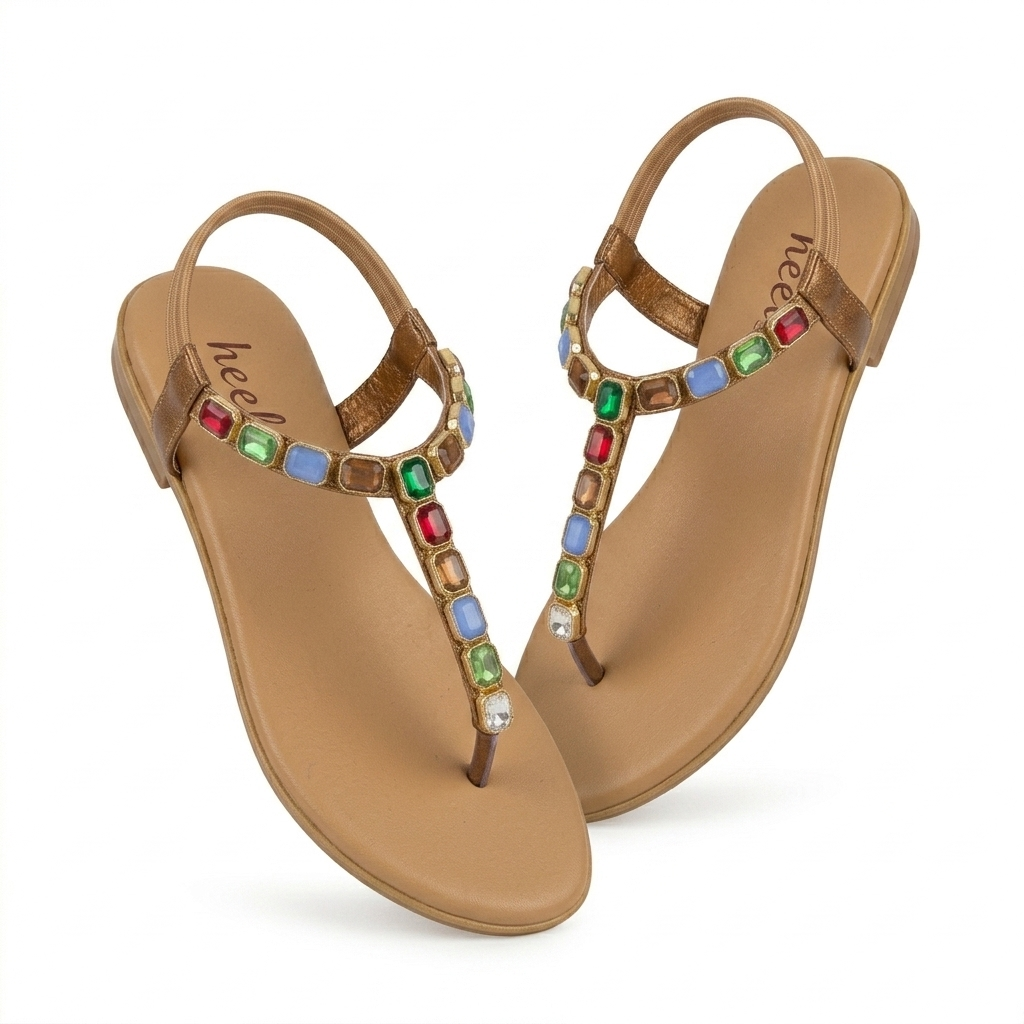 Sasha Embellished Back Elastic Flat Everyday Sandals