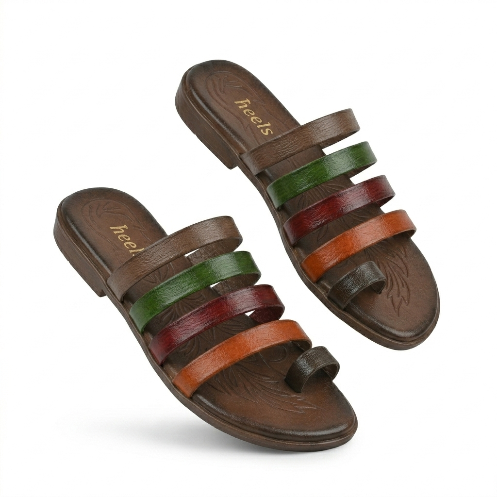 Joy Leather Thumb Strap Flat Slippers