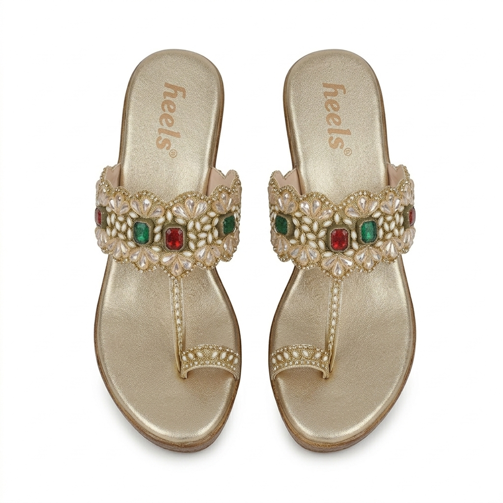 Noor Embellished Ethnic Fancy Wedge Heels - The Heels India