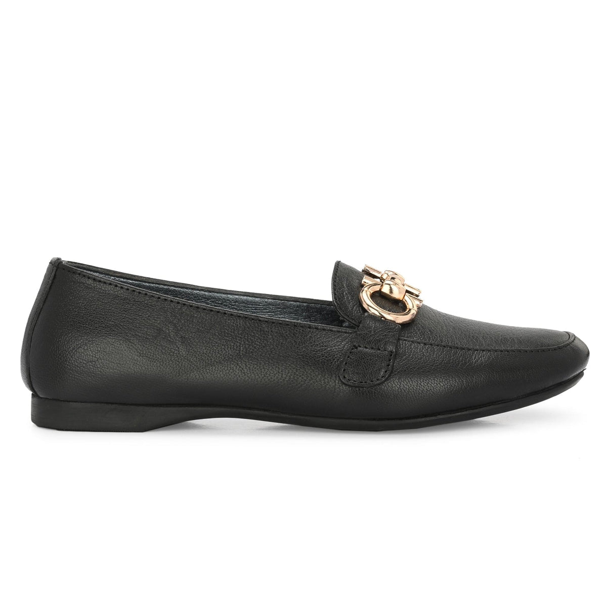 Donna Leather Buckle Ballerinas - The Heels India