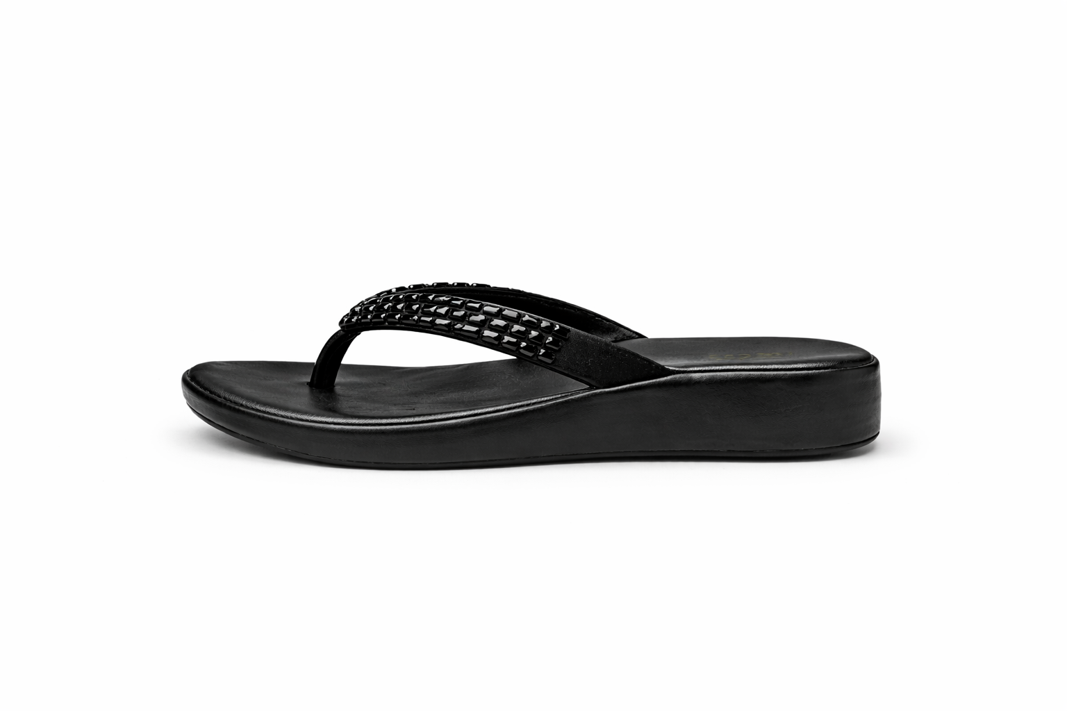 Ezra Comfort V Strap Embellished Wedge Slippers - The Heels India
