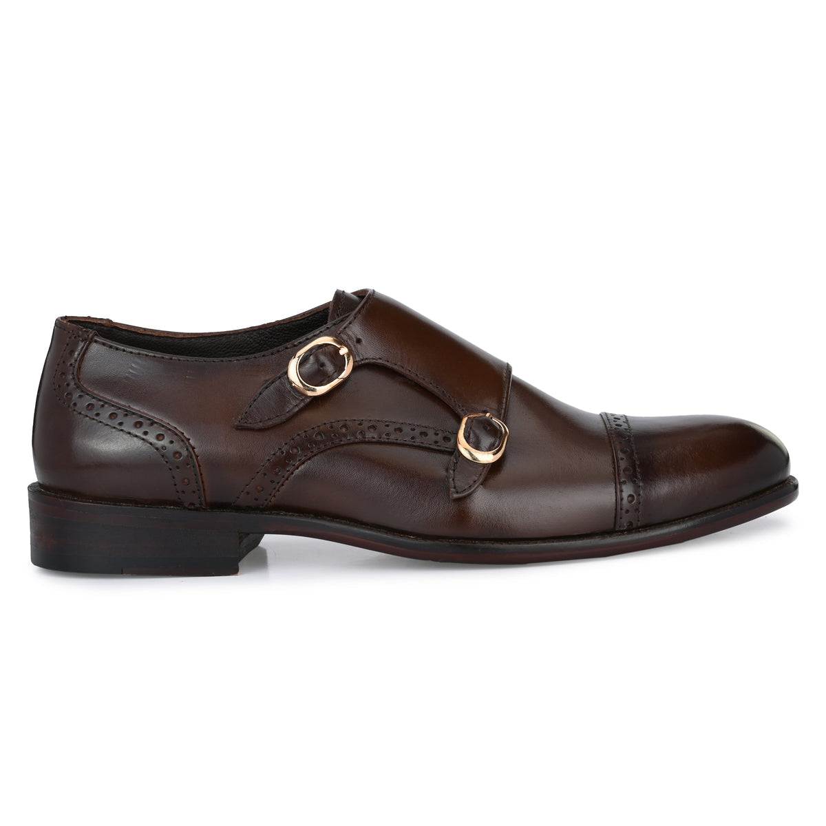 Clayton Brown Leather Double Monks