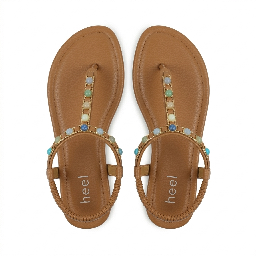 Crimson Embellished Flat Sandals - The Heels India