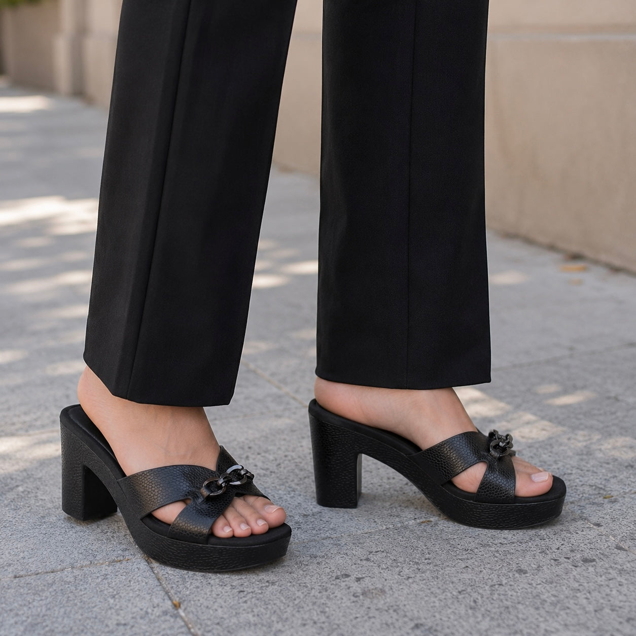 Tessa Platform Peep Toe Block Heels
