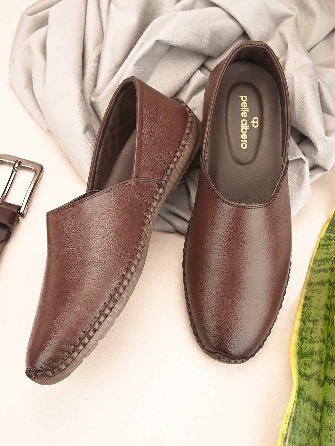 Nathan Ethnic Leather Slip-Ons - The Heels India