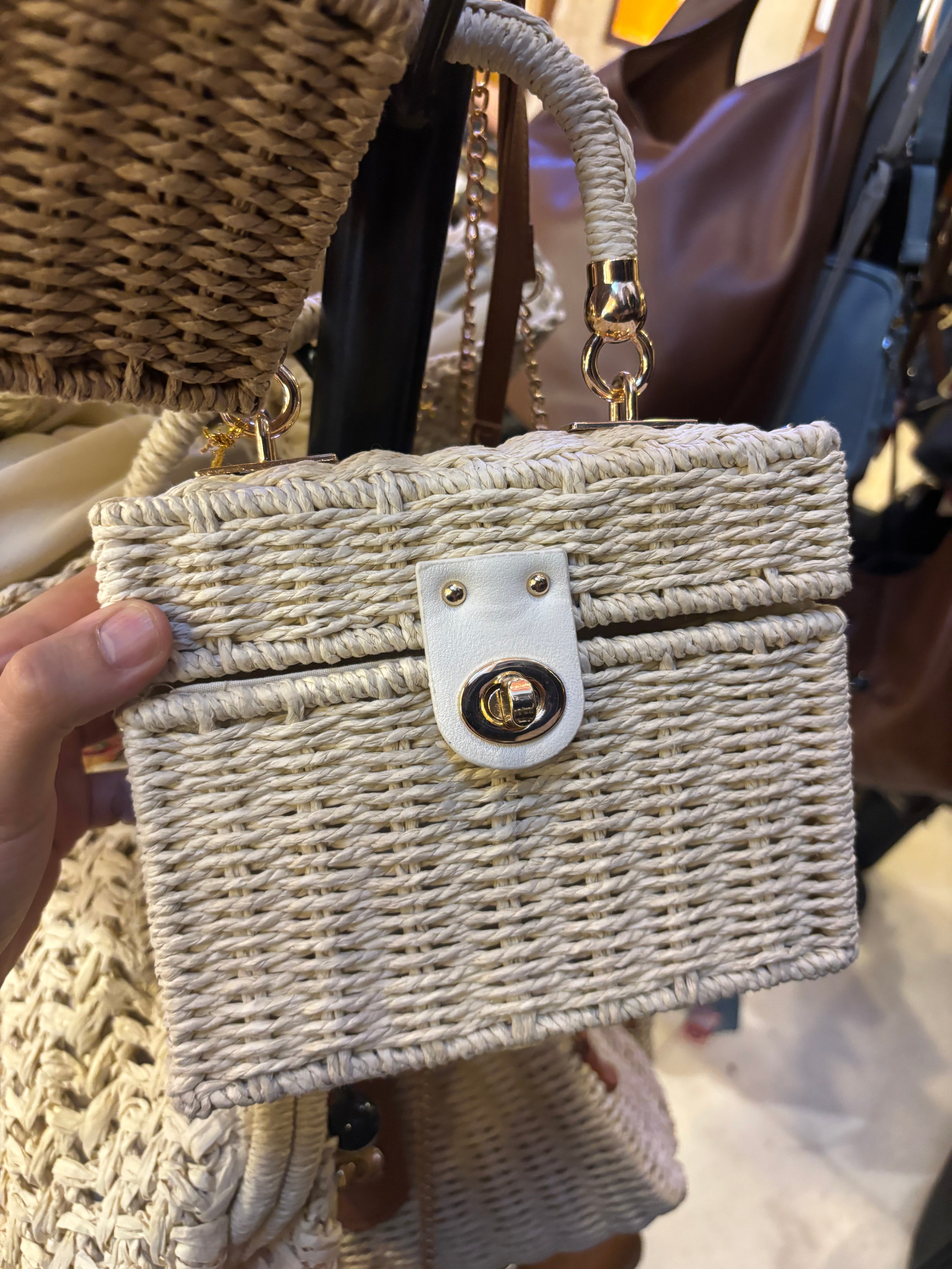 Alba Top Handle Boho Straw Bags