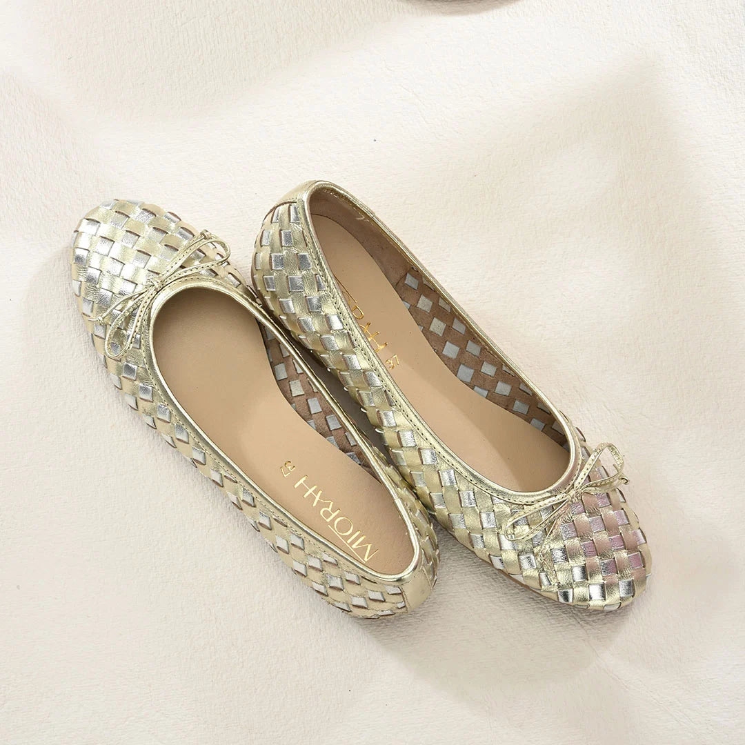 CELINE Premium Leather Weaving Ballerinas