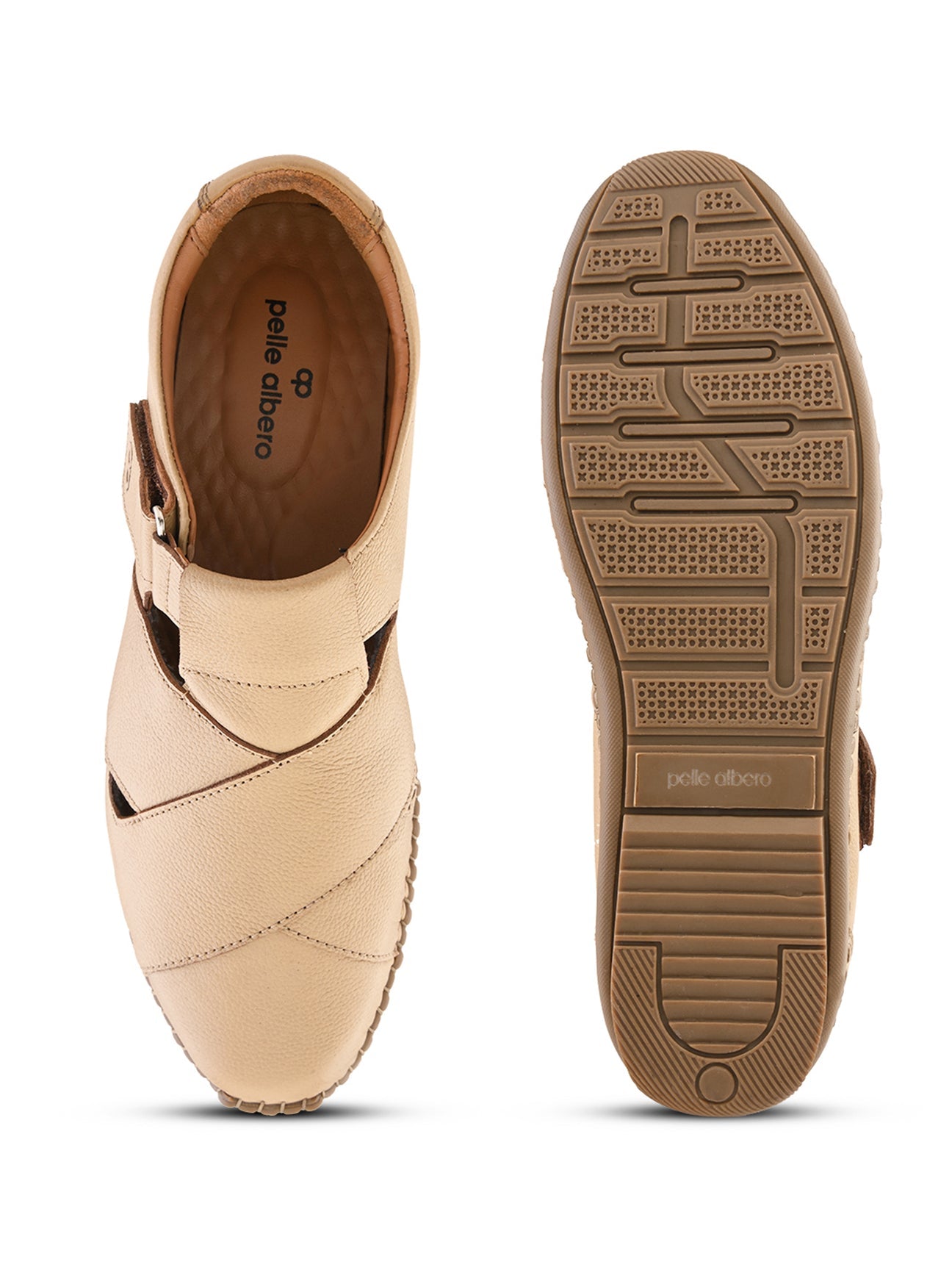 Monarch Beige Leather Sandals - The Heels India