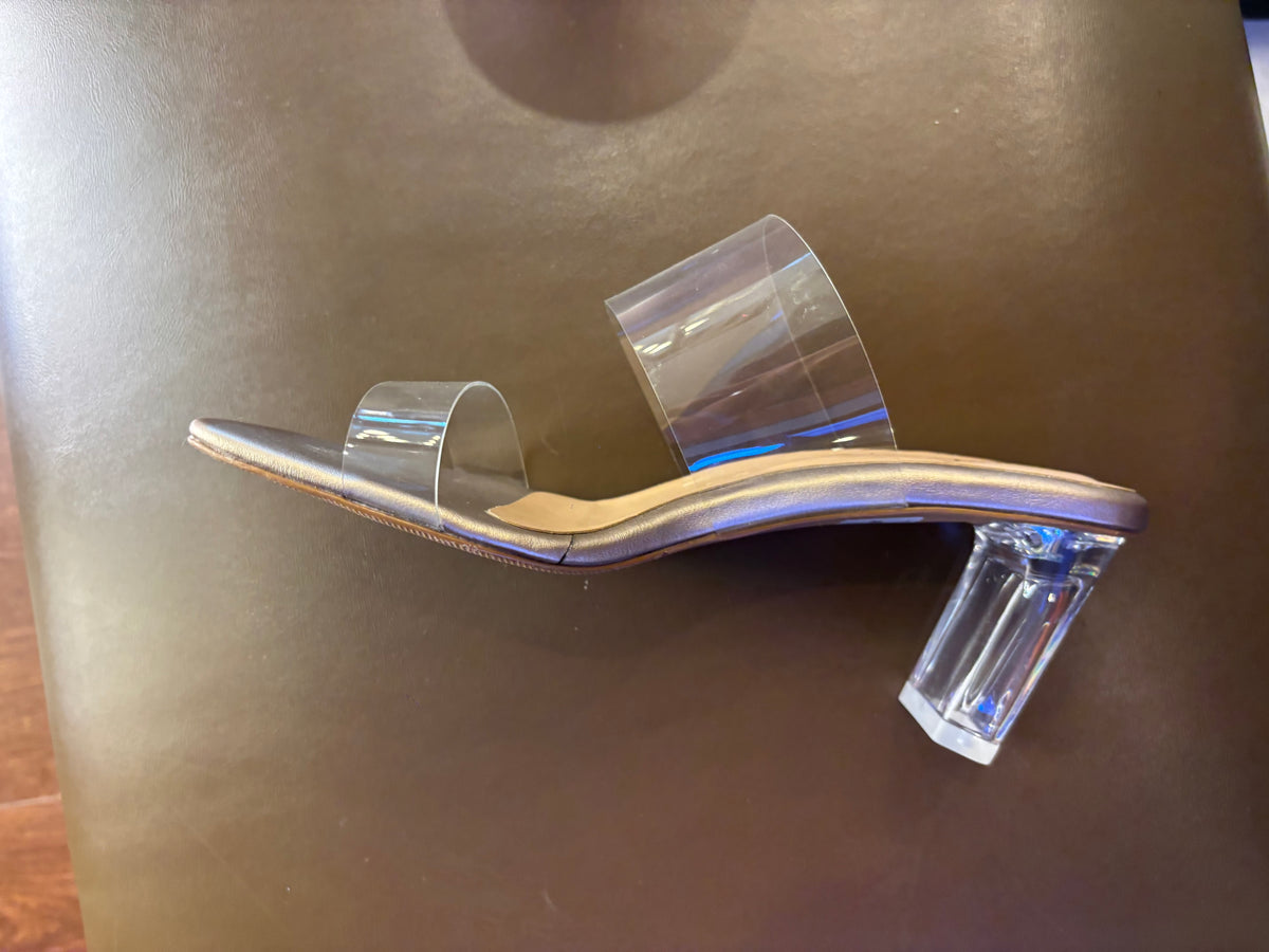 Elsa Dual Transparent Strap Peep Toe Block Heels
