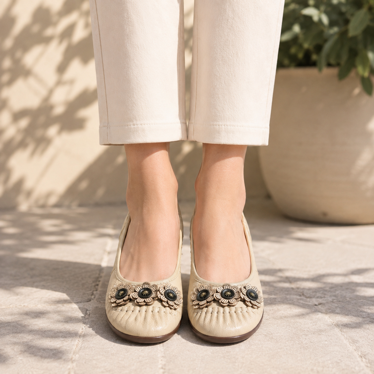 Flora 4.0 Premium Leather Cushioned Ballerinas