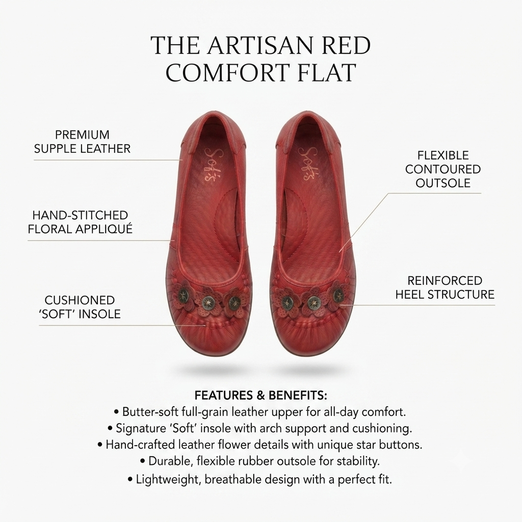 Flora 4.0 Premium Leather Cushioned Ballerinas