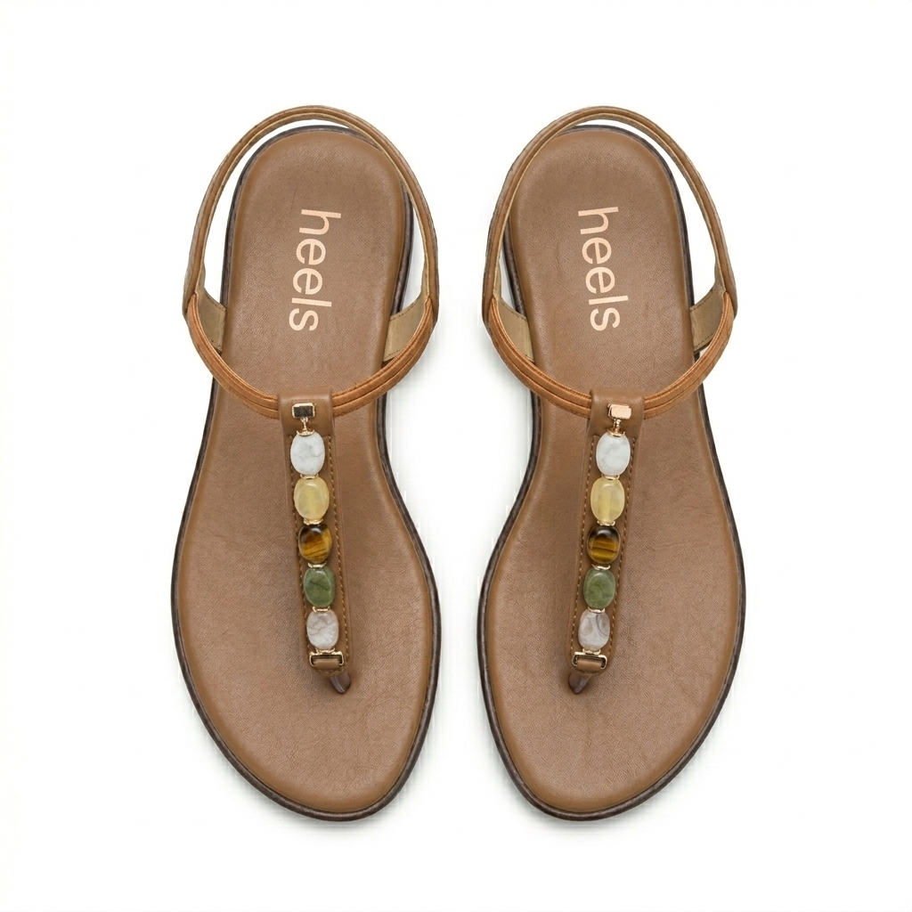 Panthera Embellished Back Elastic Flat Sandals - The Heels India